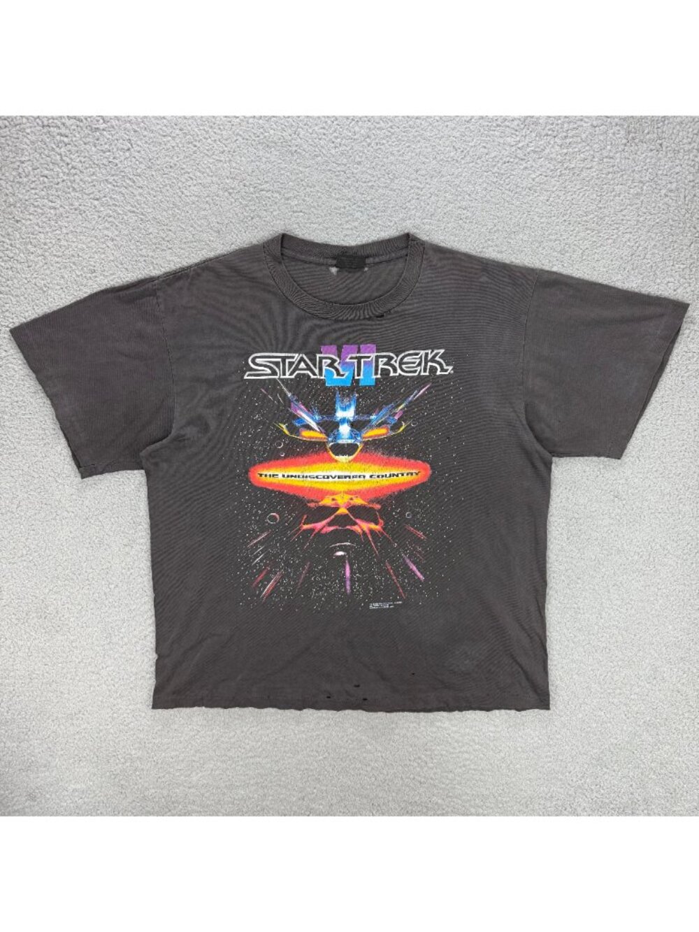 Vintage Star Trek VI T Shirt Mens Extra Large Grey The Undiscovered Country 1991